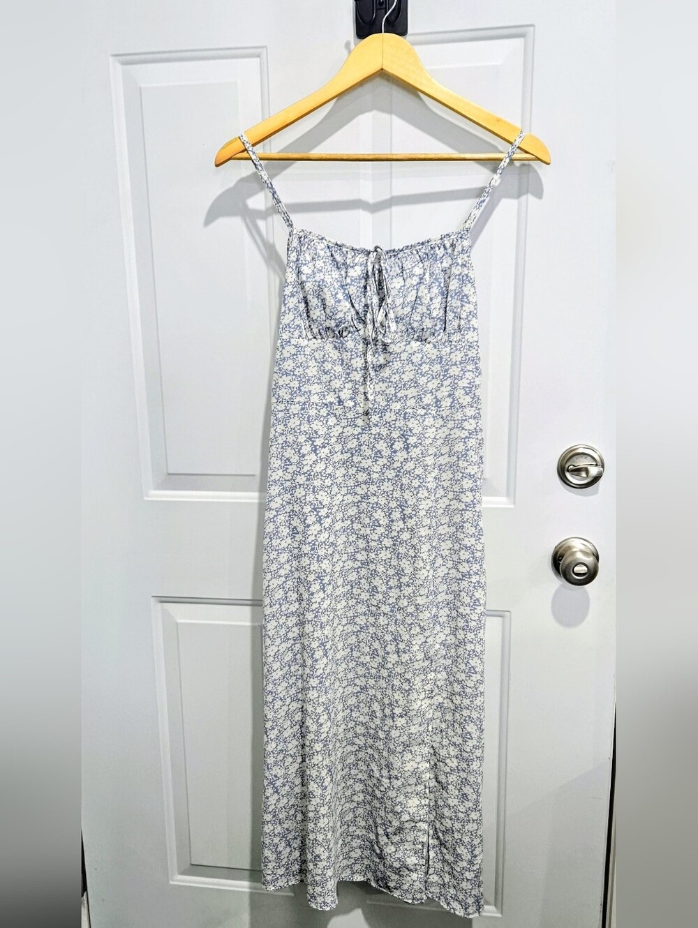 Baby Blue Floral Spaghetti Strap Maxi Dress | Size Small